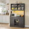 Armadio da Cucina con Multiprese Ripiani Regolabili 3 Cassetti Portabottiglie Estraibile 103,5x40x180 cm Nero