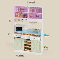 Armadio da Cucina con Multiprese Ripiani Regolabili 3 Cassetti Portabottiglie Estraibile 103,5x40x180 cm Bianco