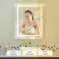 Armadietto a Specchio da Bagno con Illuminazione LED e Ripiani Regolabili Bianco