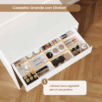 Toeletta con Specchio LED e 1 Cassetto Grande con Ripiani Regolabili Bianco