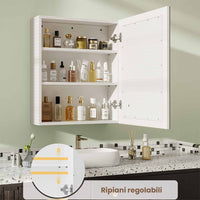 Armadietto a Specchio da Bagno con Illuminazione LED e Ripiani Regolabili Bianco