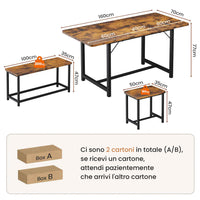 Tavolo da Pranzo Allungabile con 2 Panche e 2 Sgabelli per 4-8 Persone Marrone