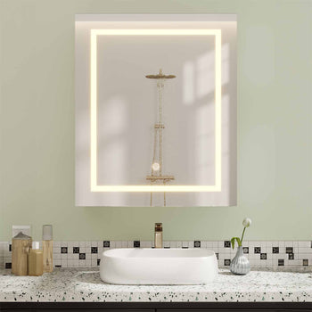 Armadietto a Specchio da Bagno con Illuminazione LED e Ripiani Regolabili Bianco