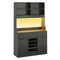 Armadio da Cucina con Multiprese Ripiani Regolabili 3 Cassetti Portabottiglie Estraibile 103,5x40x180 cm Nero