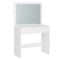 Toeletta con Grande Specchio e Illuminazione Regolabile e Cassetto con Divisori Regolabili Bianco