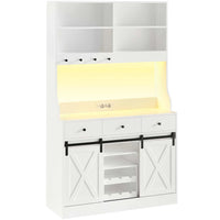 Armadio da Cucina con Multiprese Ripiani Regolabili 3 Cassetti Portabottiglie Estraibile 103,5x40x180 cm Bianco