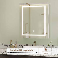 Armadietto a Specchio da Bagno con Illuminazione LED e Ripiani Regolabili Bianco